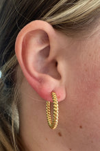 Load image into Gallery viewer, Yellow Gold With-A-Twist Round Hoops