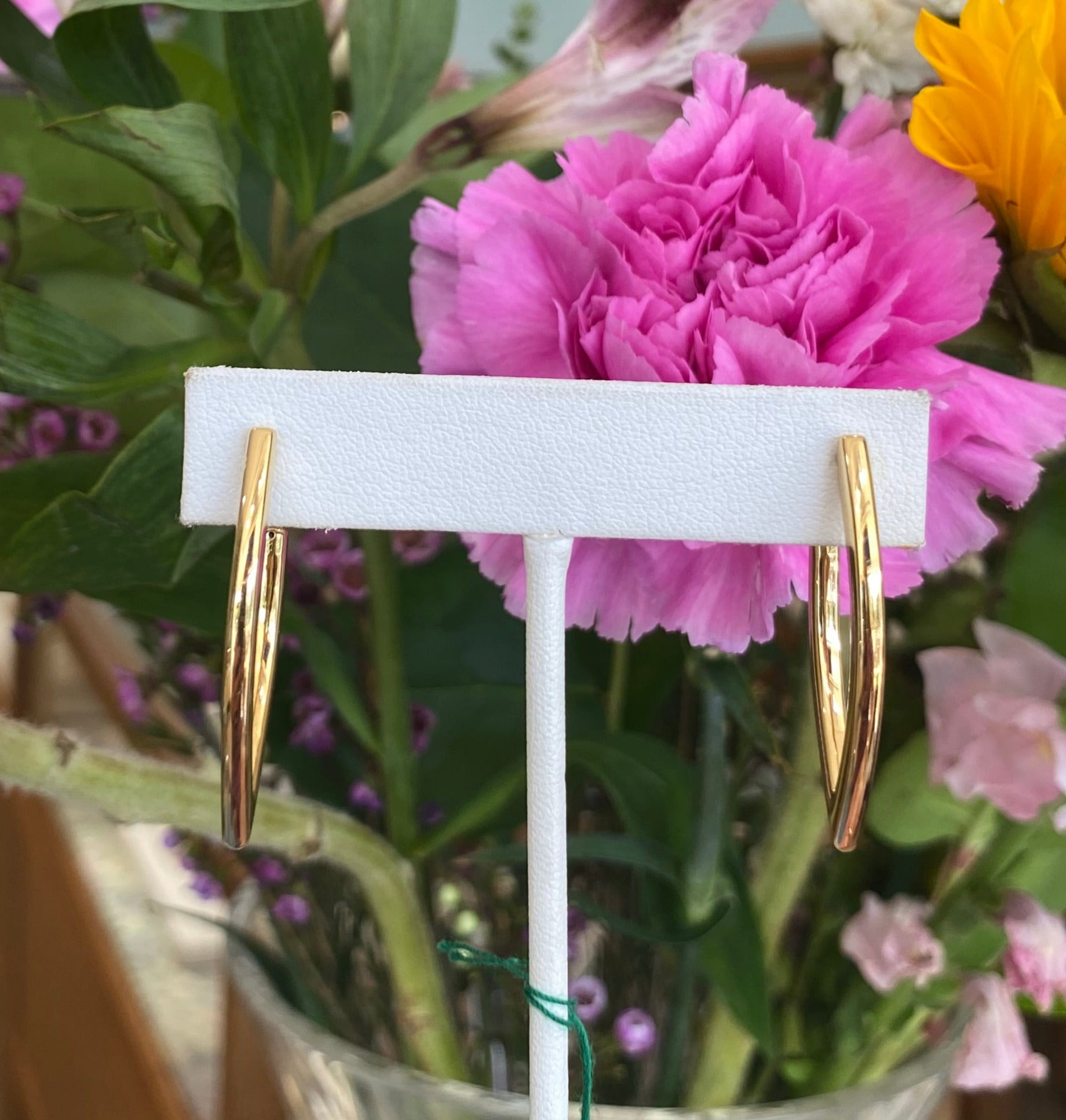 Yellow Gold "V" Hoop Style Earrings