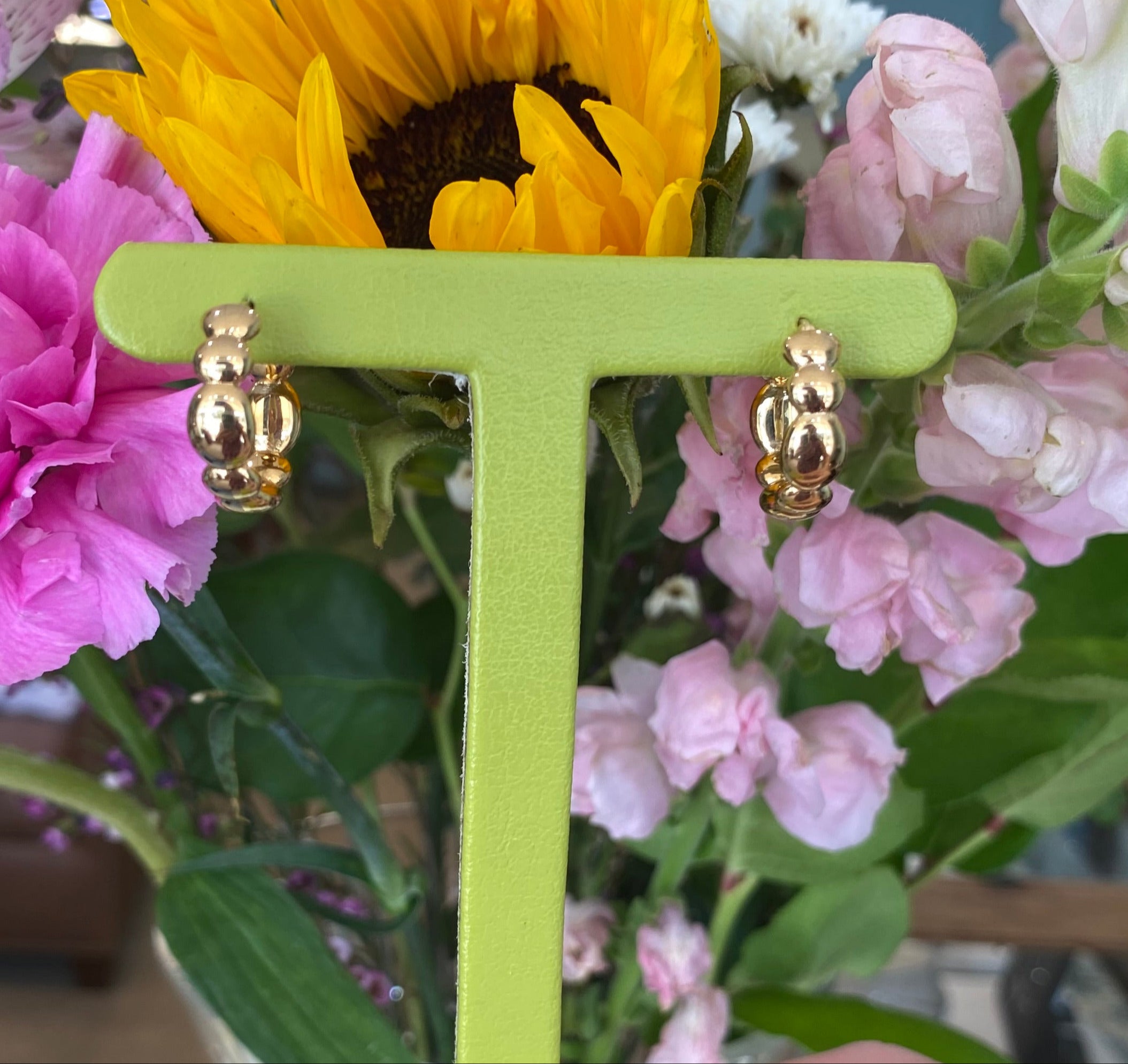 Yellow Gold Beaded Hoop Earrings