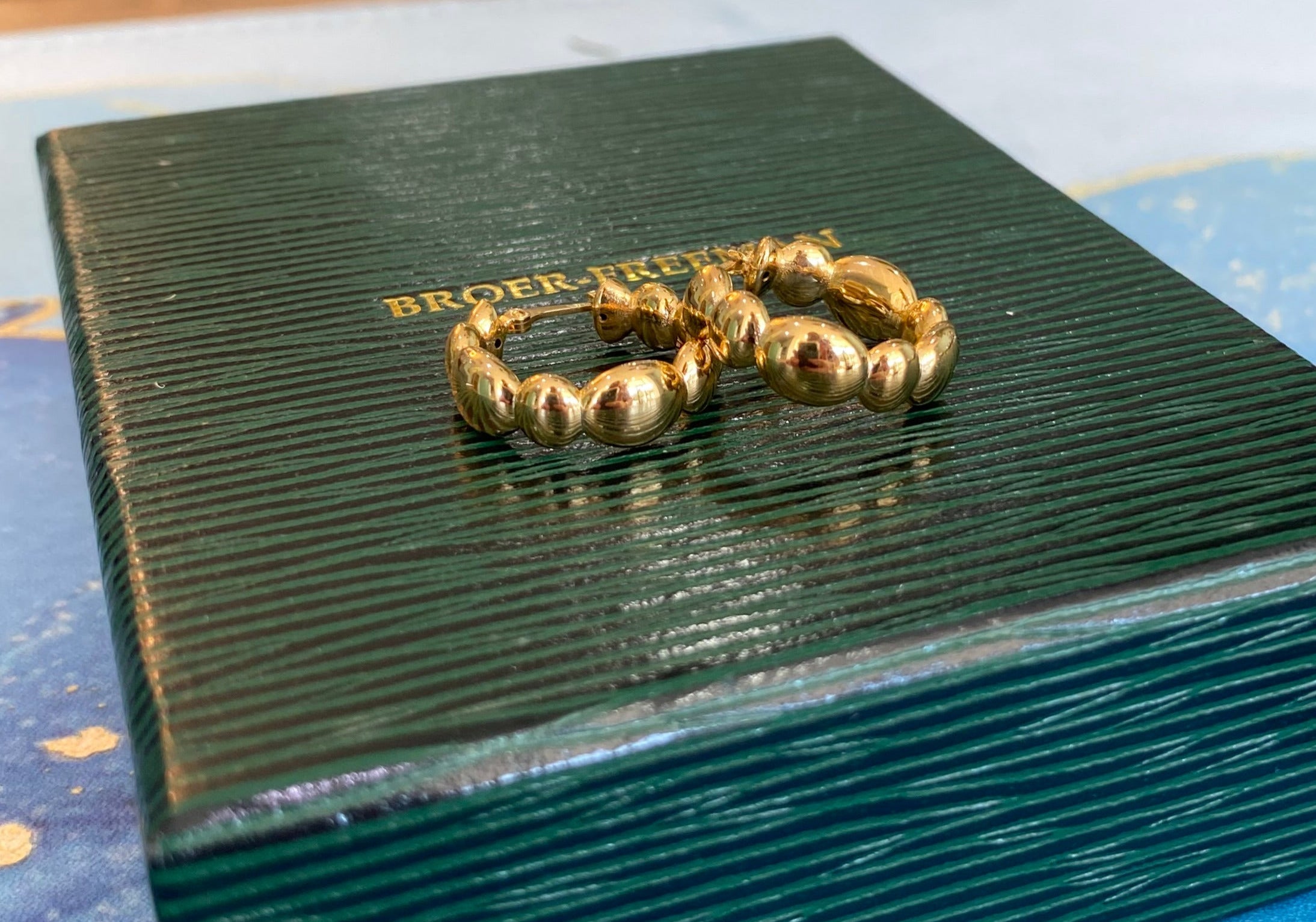 Yellow Gold Beaded Hoop Earrings