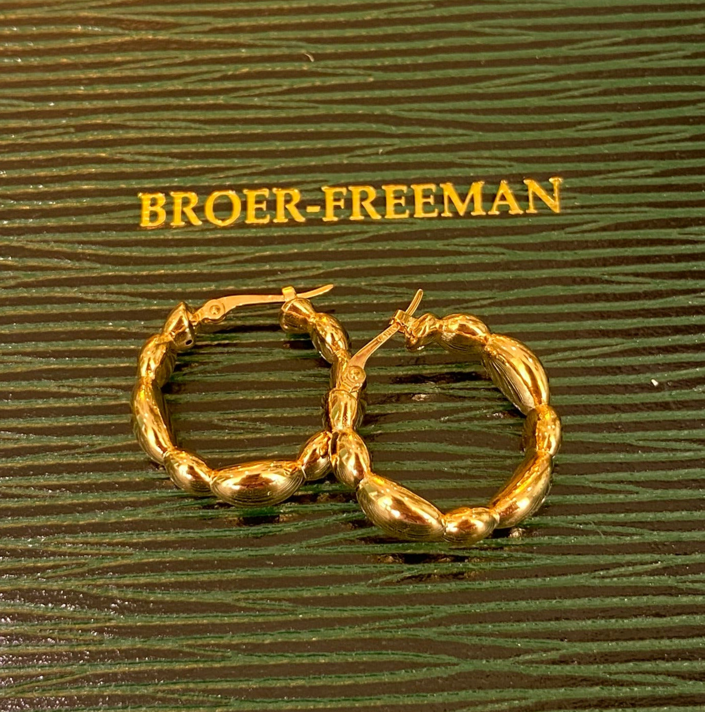 Yellow Gold Beaded Hoop Earrings