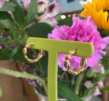 Load image into Gallery viewer, Yellow Gold Beaded Hoop Earrings