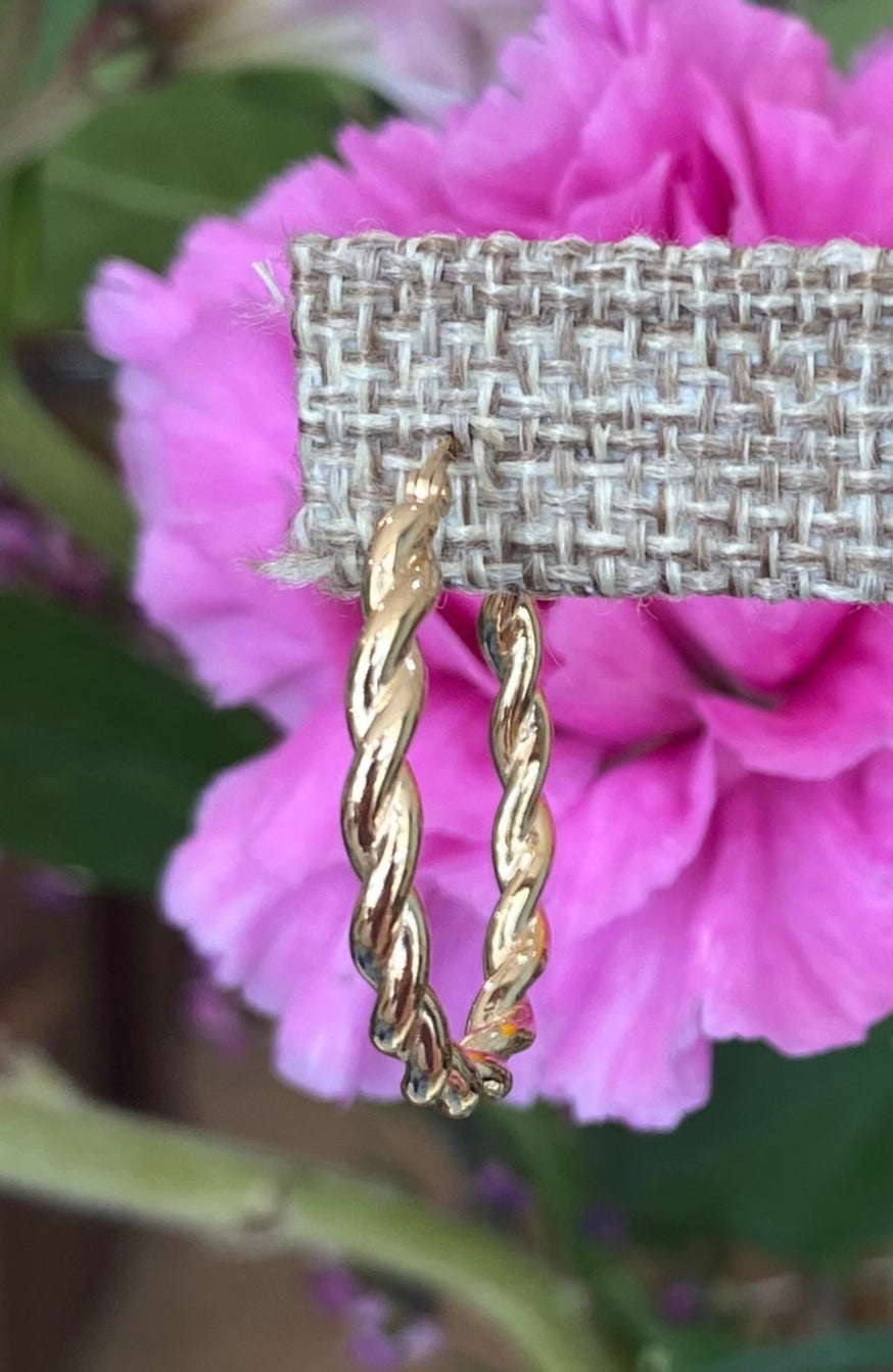 Yellow Gold Round Medium Twist Hoops