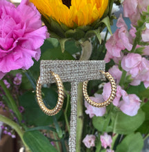 Load image into Gallery viewer, Yellow Gold With-A-Twist Round Hoops