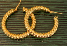 Load image into Gallery viewer, Yellow Gold With-A-Twist Round Hoops