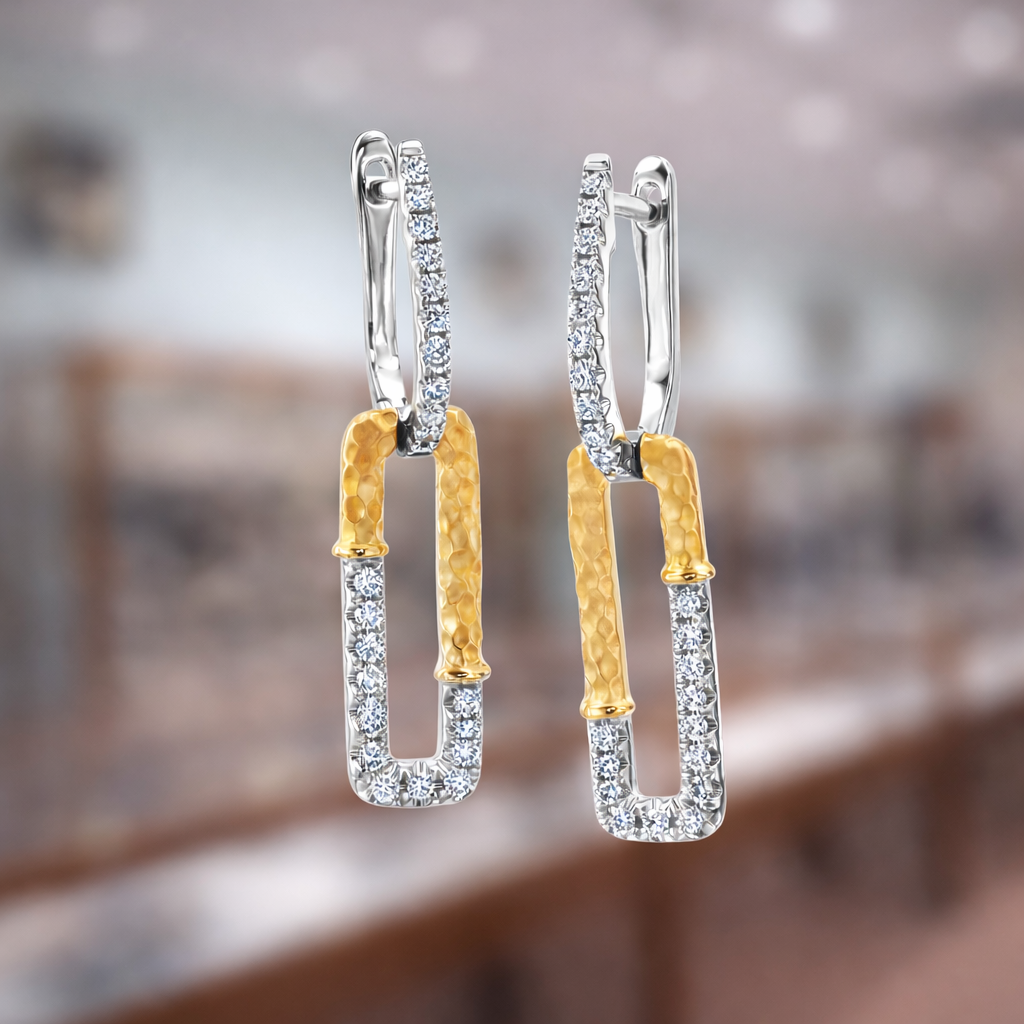 The Gilded Link Diamond Drop Earrings