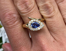 Load image into Gallery viewer, Pear Tanzanite Diamond Halo Ring