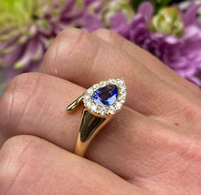 Load image into Gallery viewer, Pear Tanzanite Diamond Halo Ring