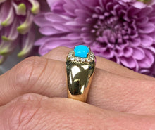 Load image into Gallery viewer, Turquoise and Diamond Halo Wide Band Ring