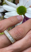 Load image into Gallery viewer, Pave Diamond and Beaded Yellow Gold Band