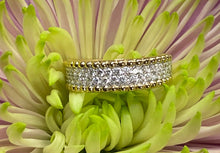 Load image into Gallery viewer, Pave Diamond and Beaded Yellow Gold Band