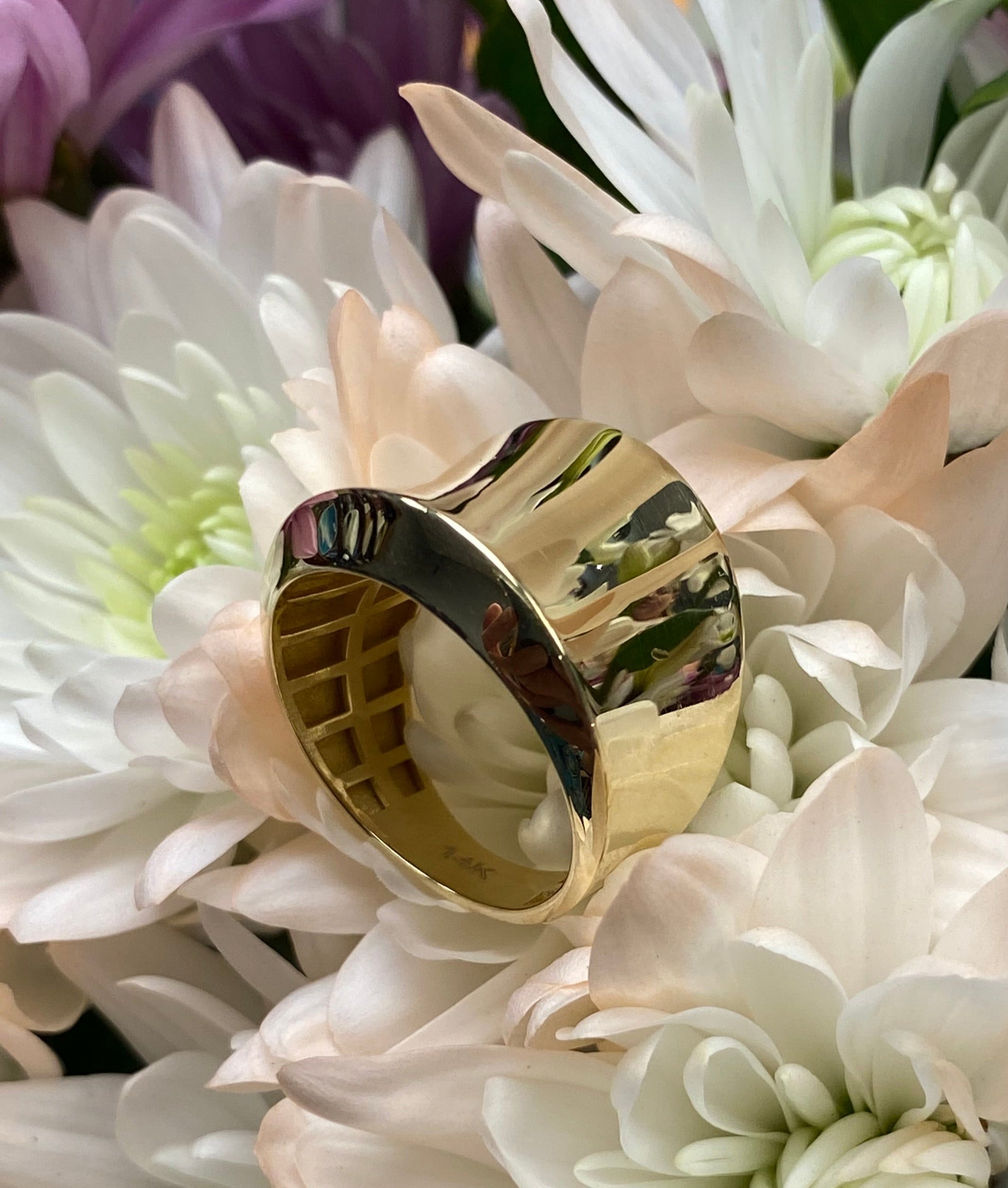 Yellow Gold Concave Wide Band Ring