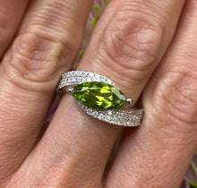 Load image into Gallery viewer, Marquise Peridot and Pave Diamond Ring