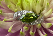 Load image into Gallery viewer, Marquise Peridot and Pave Diamond Ring