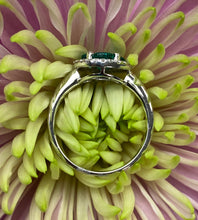 Load image into Gallery viewer, Emerald and Diamond Halo Ring