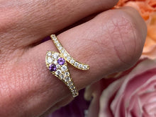 Load image into Gallery viewer, Amethyst Eyed Diamond Snake Ring