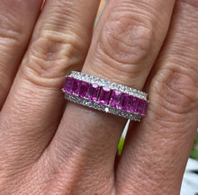Load image into Gallery viewer, Pink Sapphire and Diamond Lined Band
