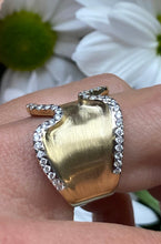 Load image into Gallery viewer, Bold Wavy Brushed Gold Wide Band Ring