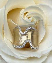 Load image into Gallery viewer, Bold Wavy Brushed Gold Wide Band Ring