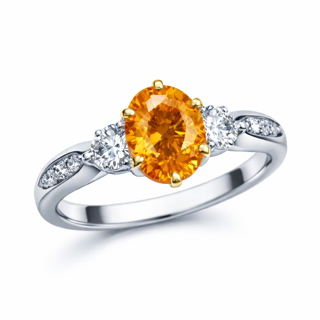The Sunset Trilogy Orange Sapphire and Diamond Ring