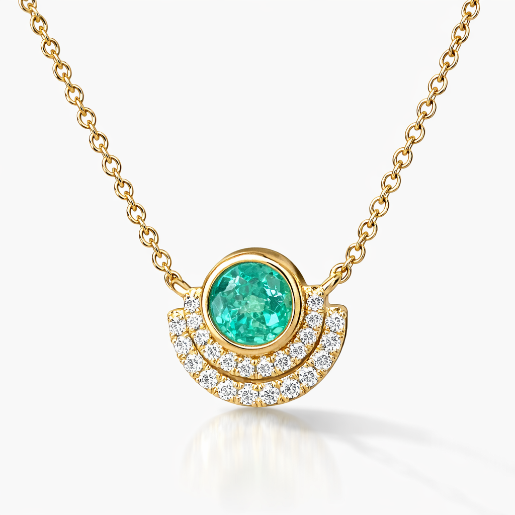 Emerald & Diamond Happy Halo Necklace
