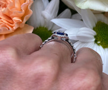 Load image into Gallery viewer, Sapphire and Diamond Flower Cluster Ring