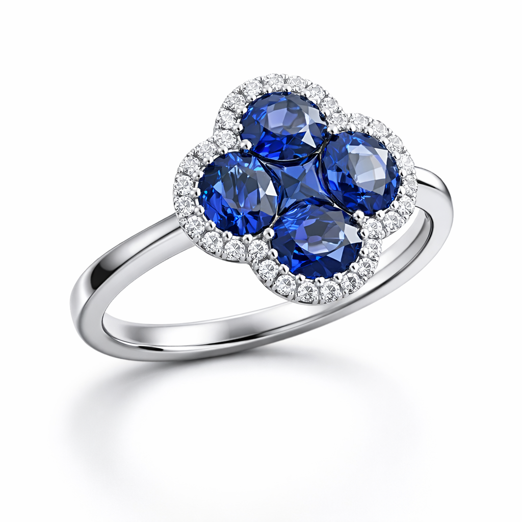 Midnight Clover Sapphire & Diamond Ring