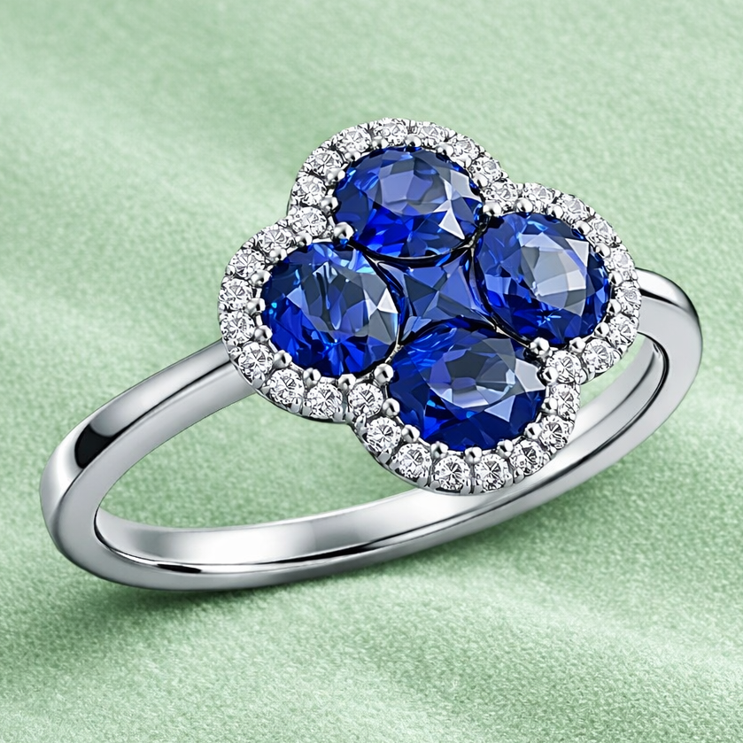 Midnight Clover Sapphire & Diamond Ring
