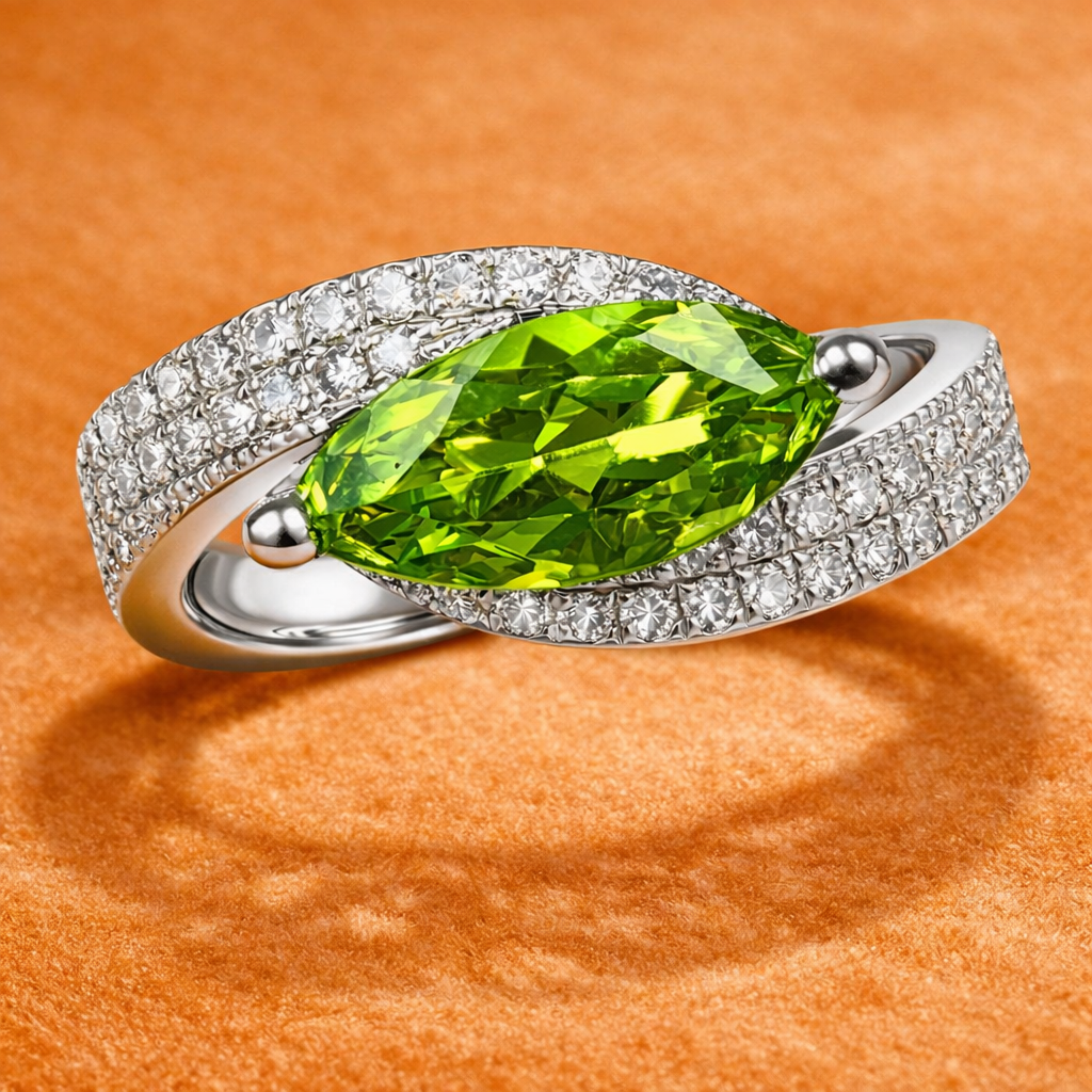 Limeleaf Diamond Peridot Ring