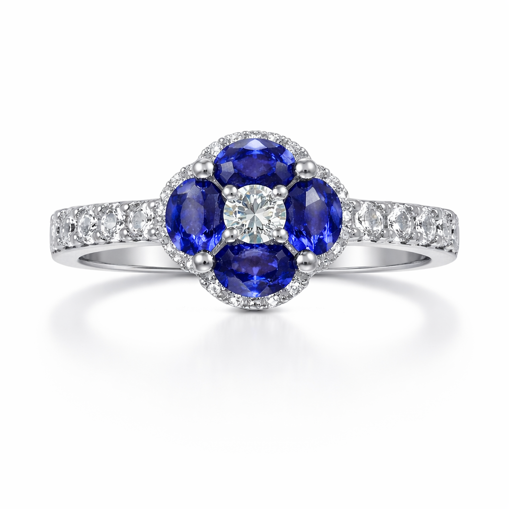 Blue Velvet Sapphire and Diamond Ring