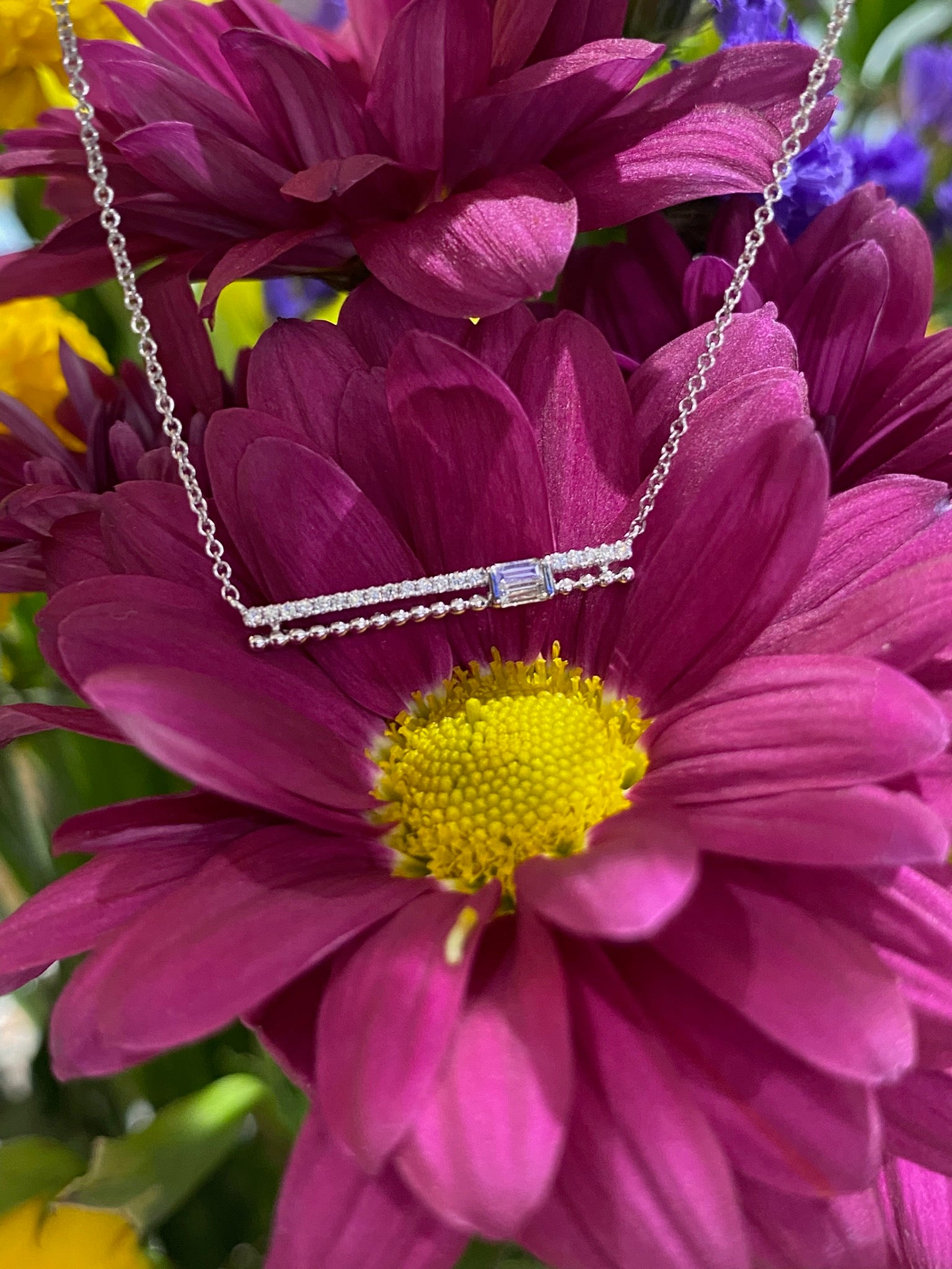 Baguette Brilliance Diamond Bar Necklace