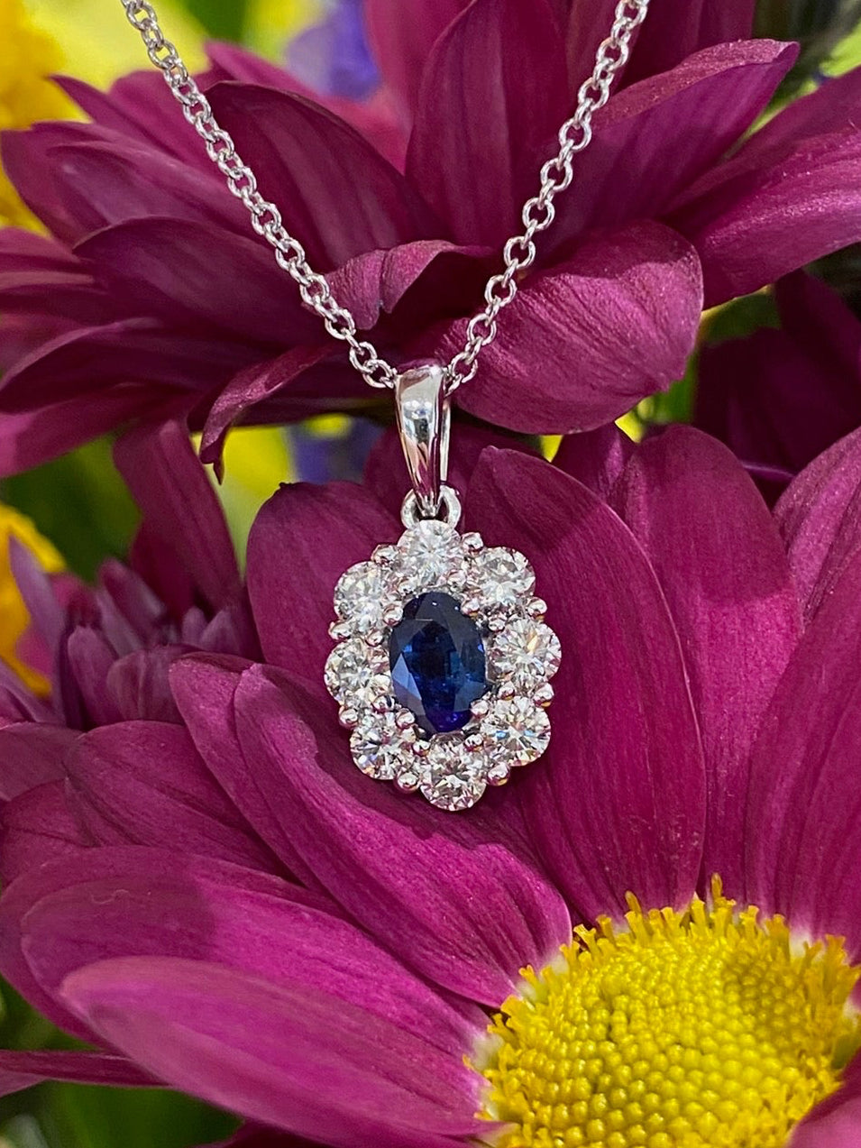 The Midnight Bloom Sapphire and Diamond Necklace