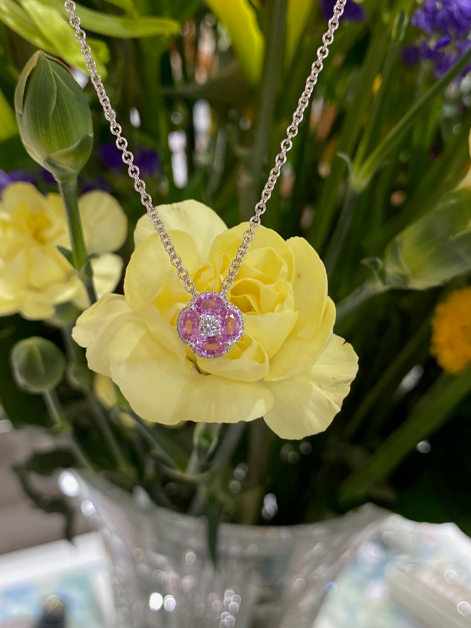 Petite Bloom Pink Sapphire Necklace