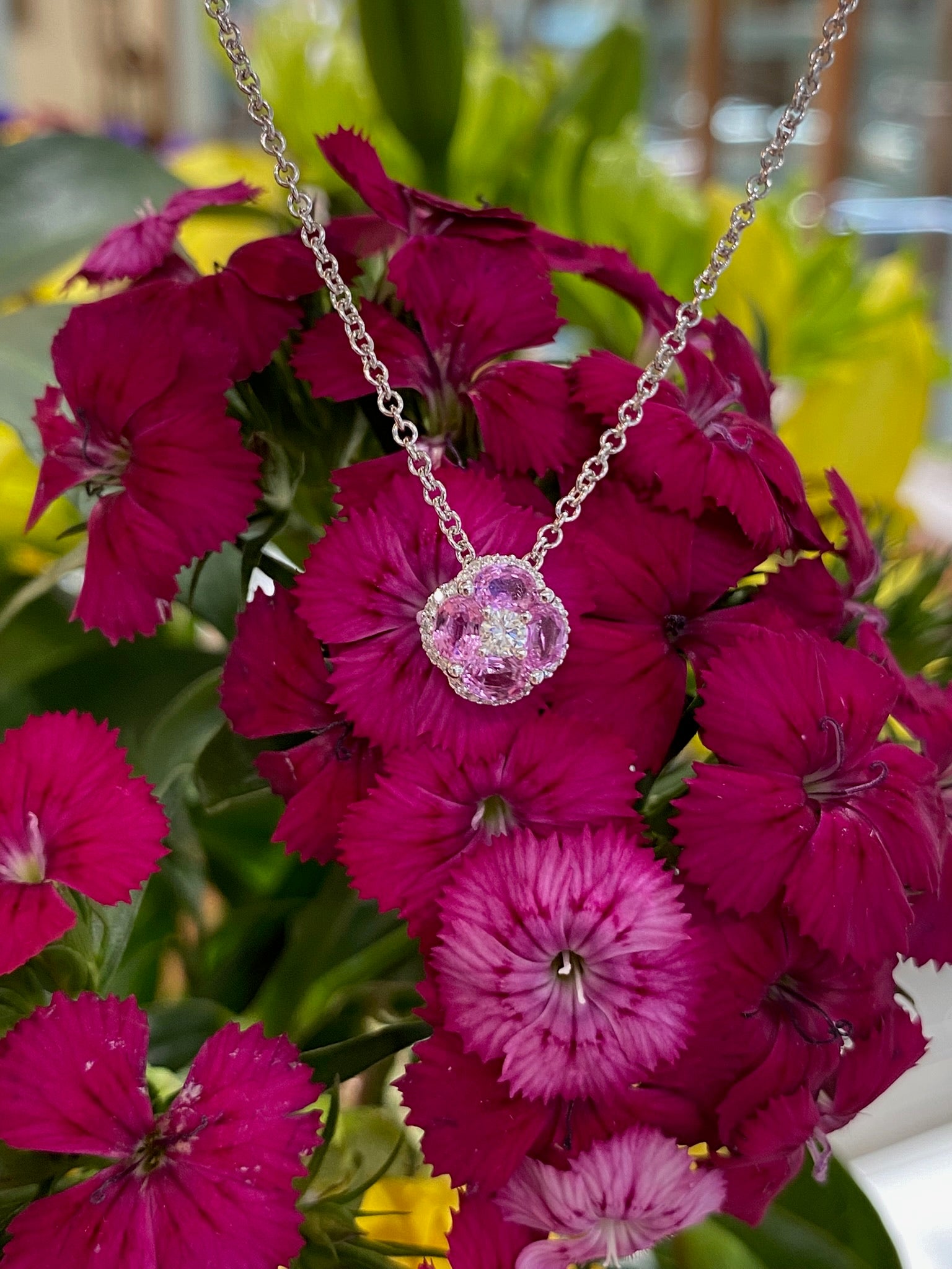 Petite Bloom Pink Sapphire Necklace