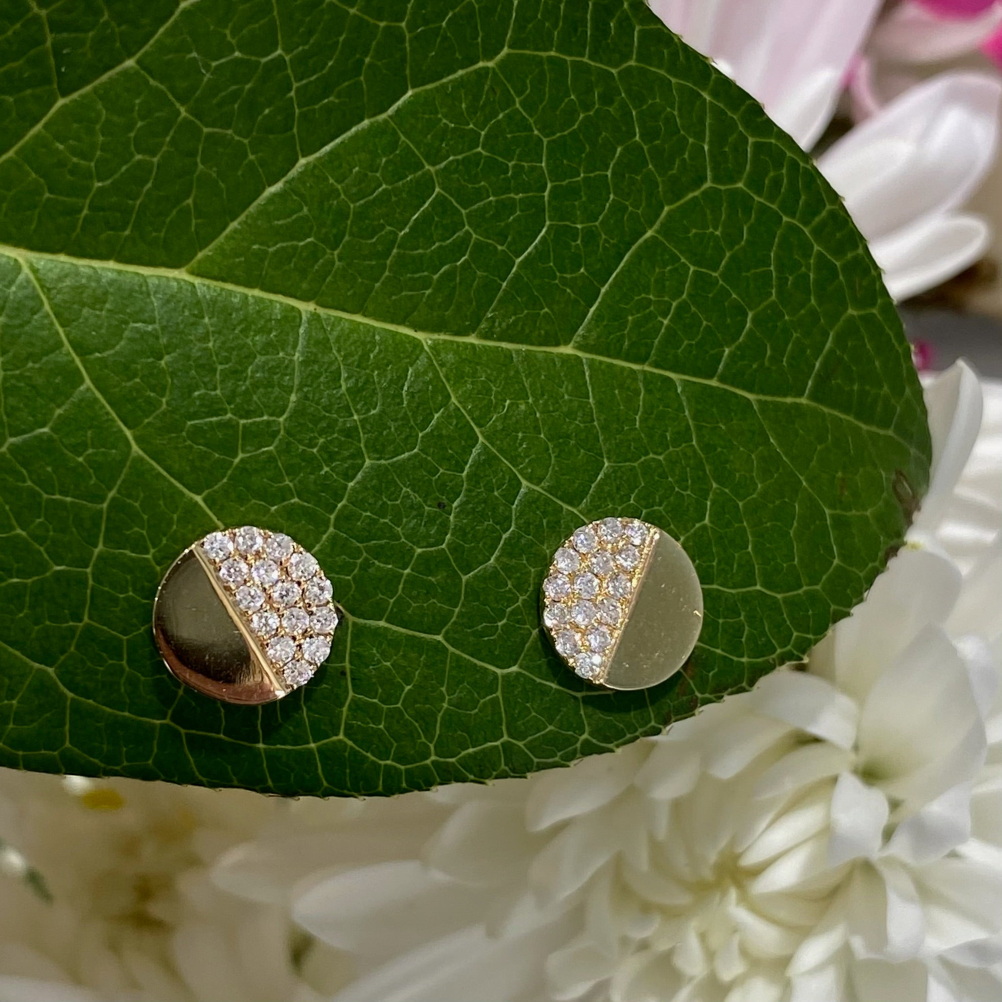 Half Moon Pavé Diamond Stud Earrings