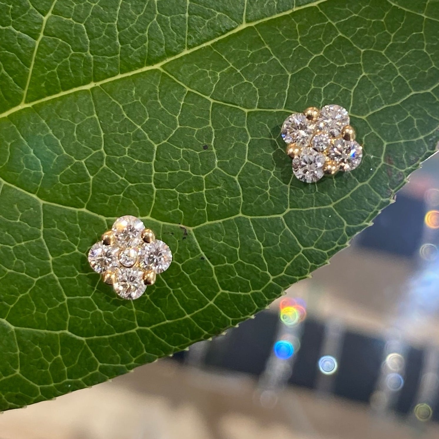Starlight Petal Diamond Stud Earrings