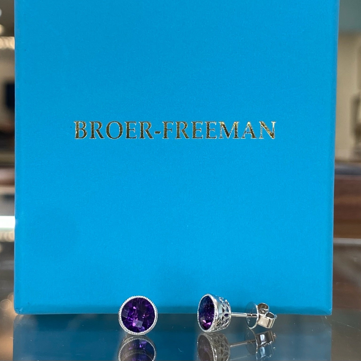 Royal Amethyst Milgrain Stud Earrings