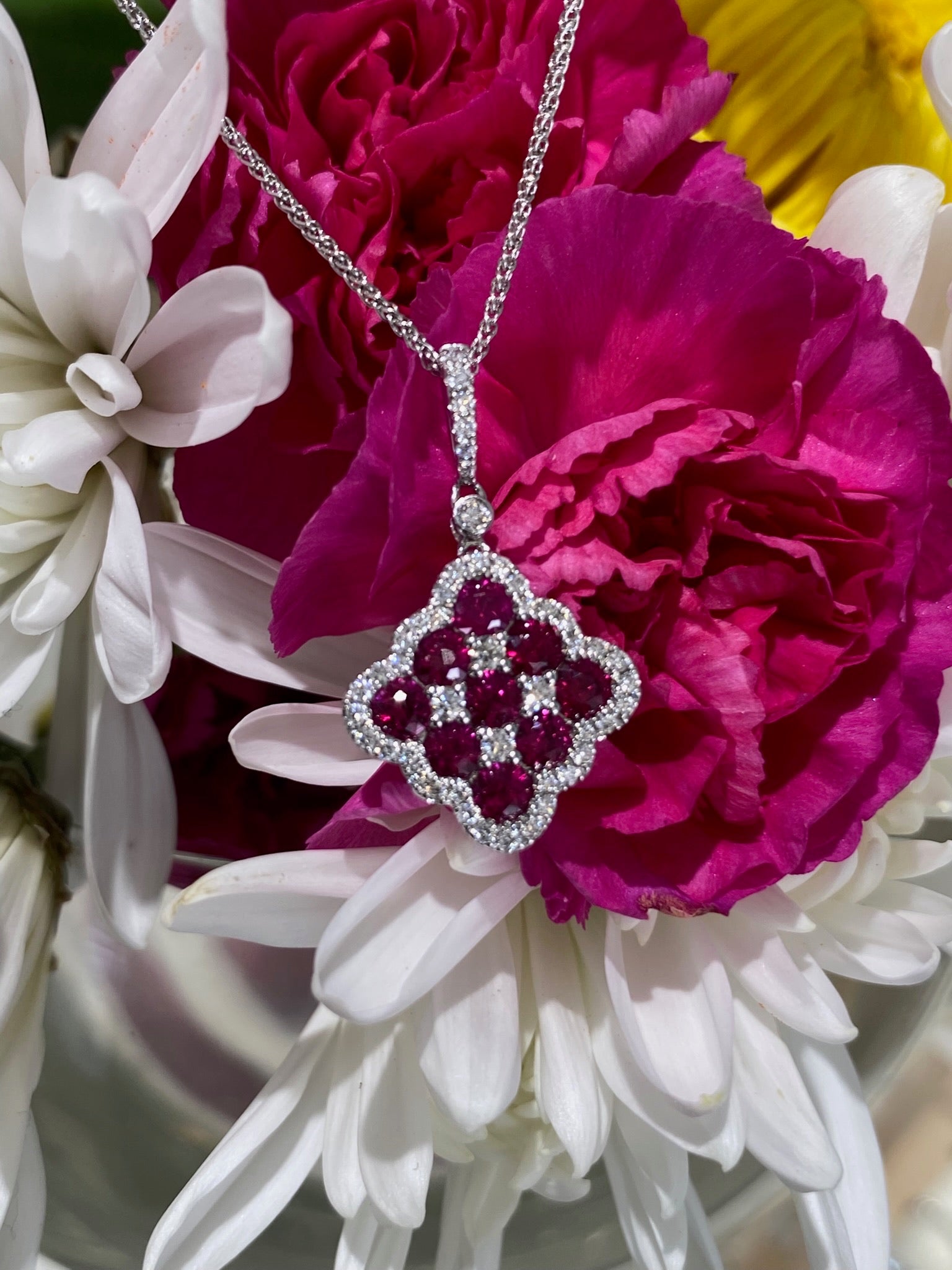 Crimson Clover Ruby & Diamond Pendant