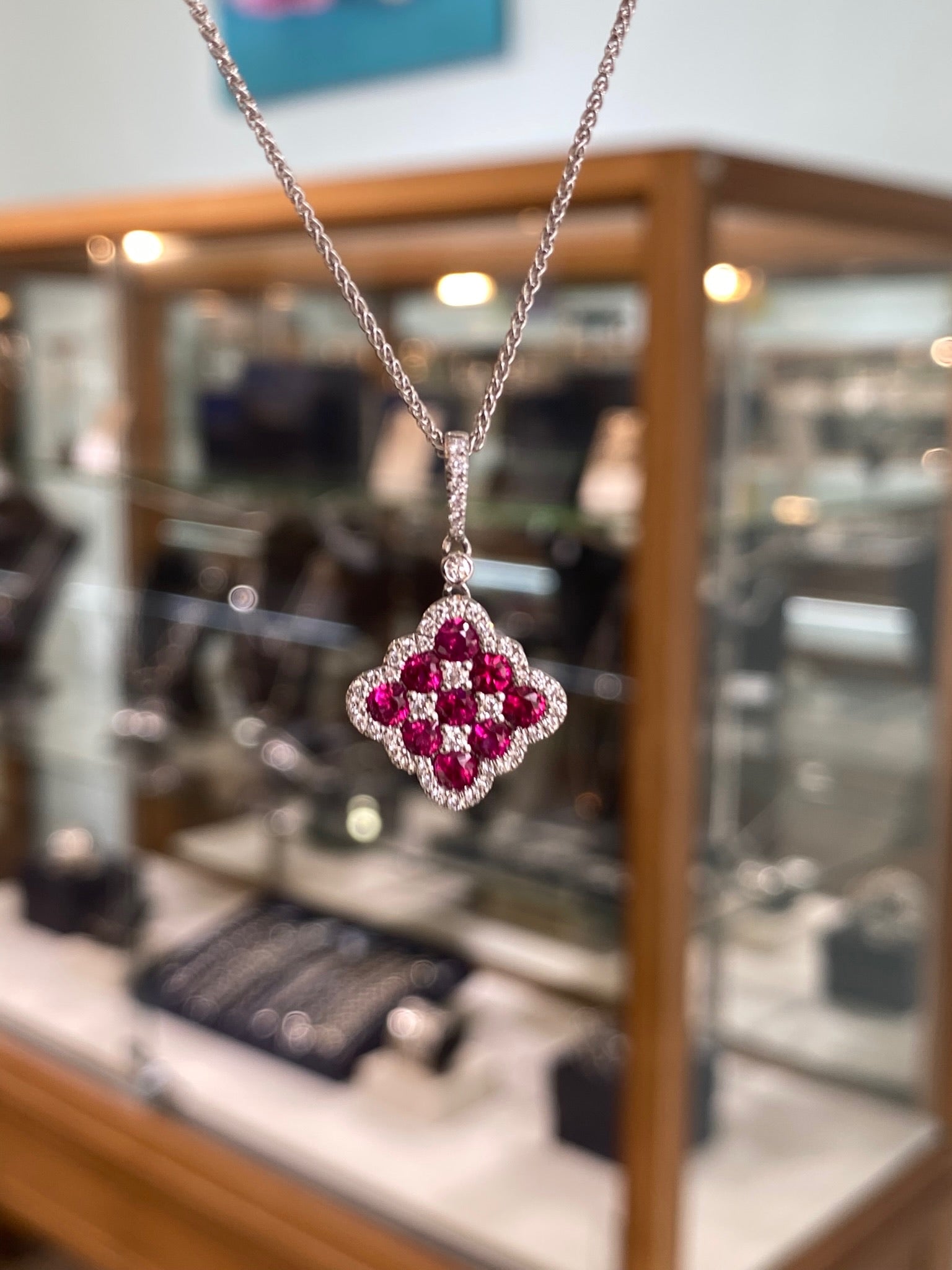 Crimson Clover Ruby & Diamond Pendant