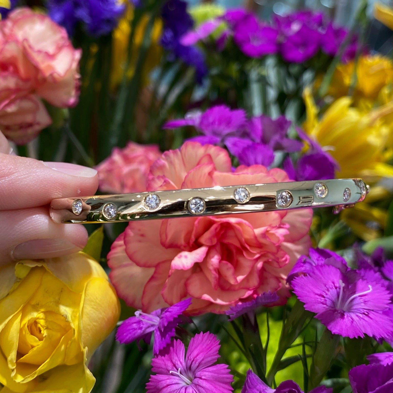 The Starlit Line Diamond Bangle Bracelet