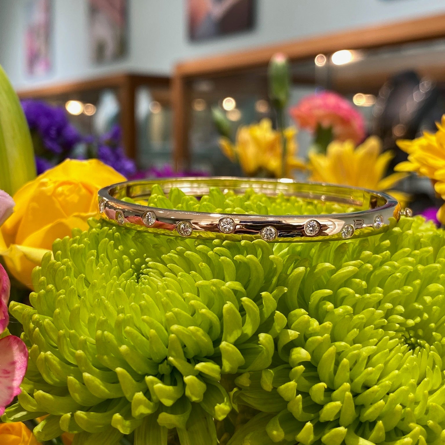 The Starlit Line Diamond Bangle Bracelet