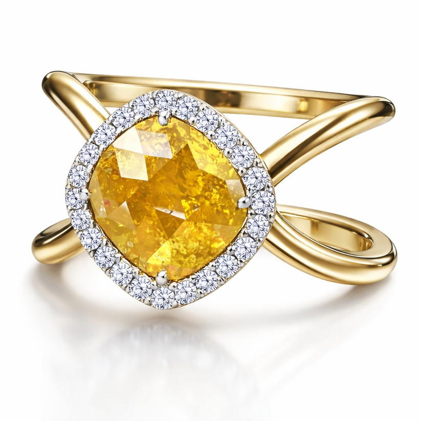 Sunlit Ember Diamond Slice Ring