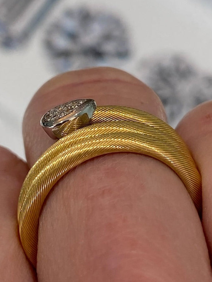 Two Tone 18K Gold Coiled Snake Ring