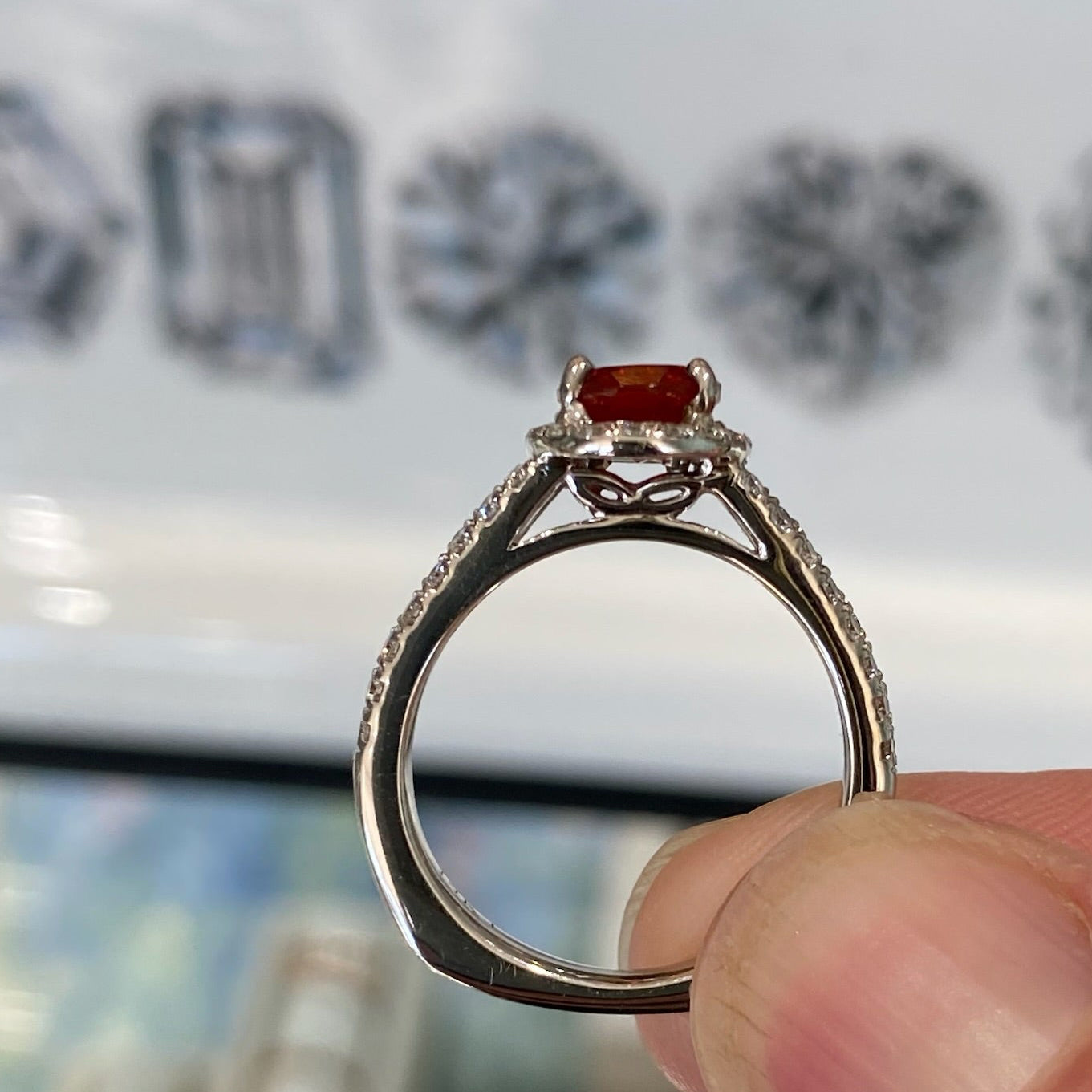 Ember Veil Fire Opal and Diamond Ring