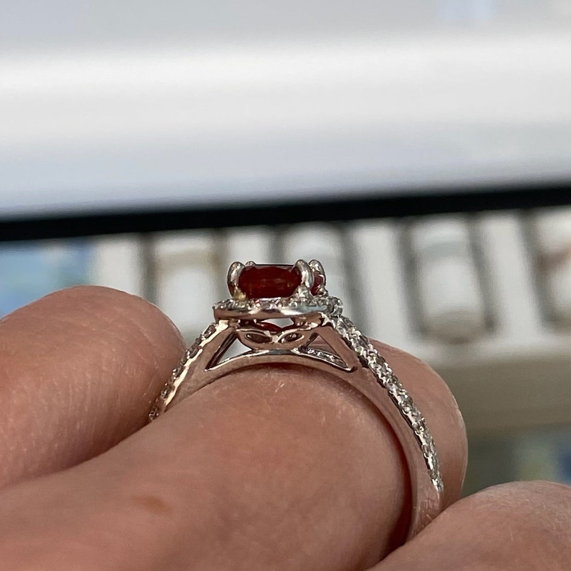 Ember Veil Fire Opal and Diamond Ring