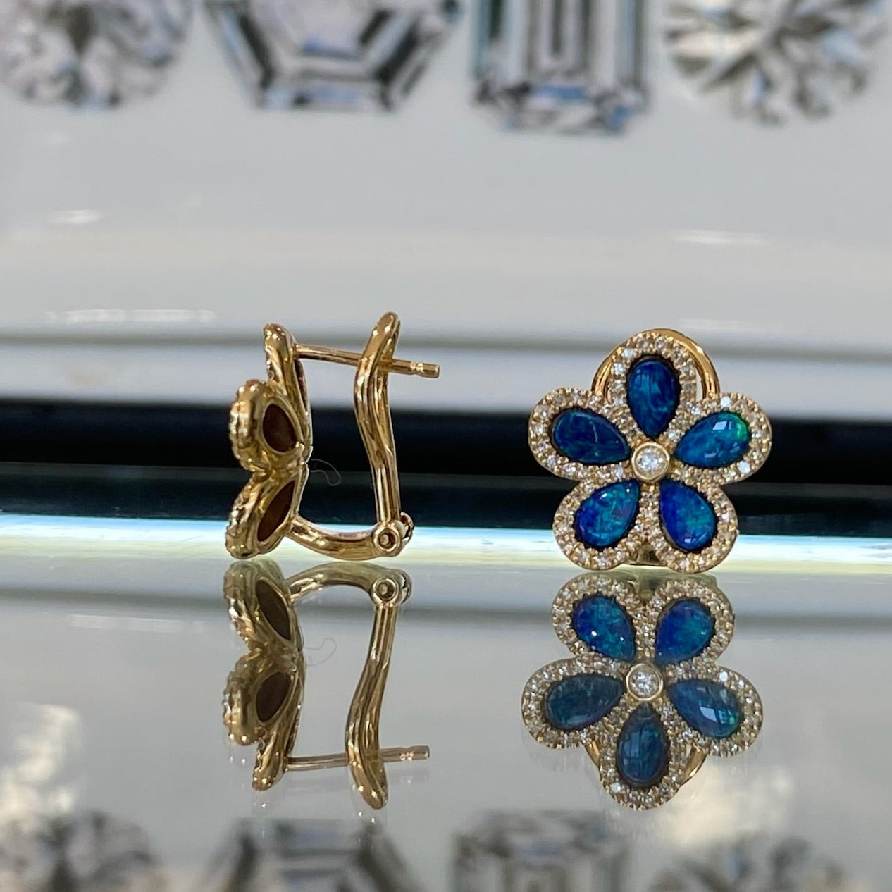 Ocean Bloom Opal & Diamond Earrings