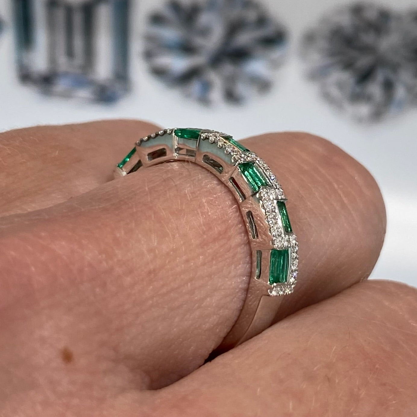 Emerald Echo Diamond Ring