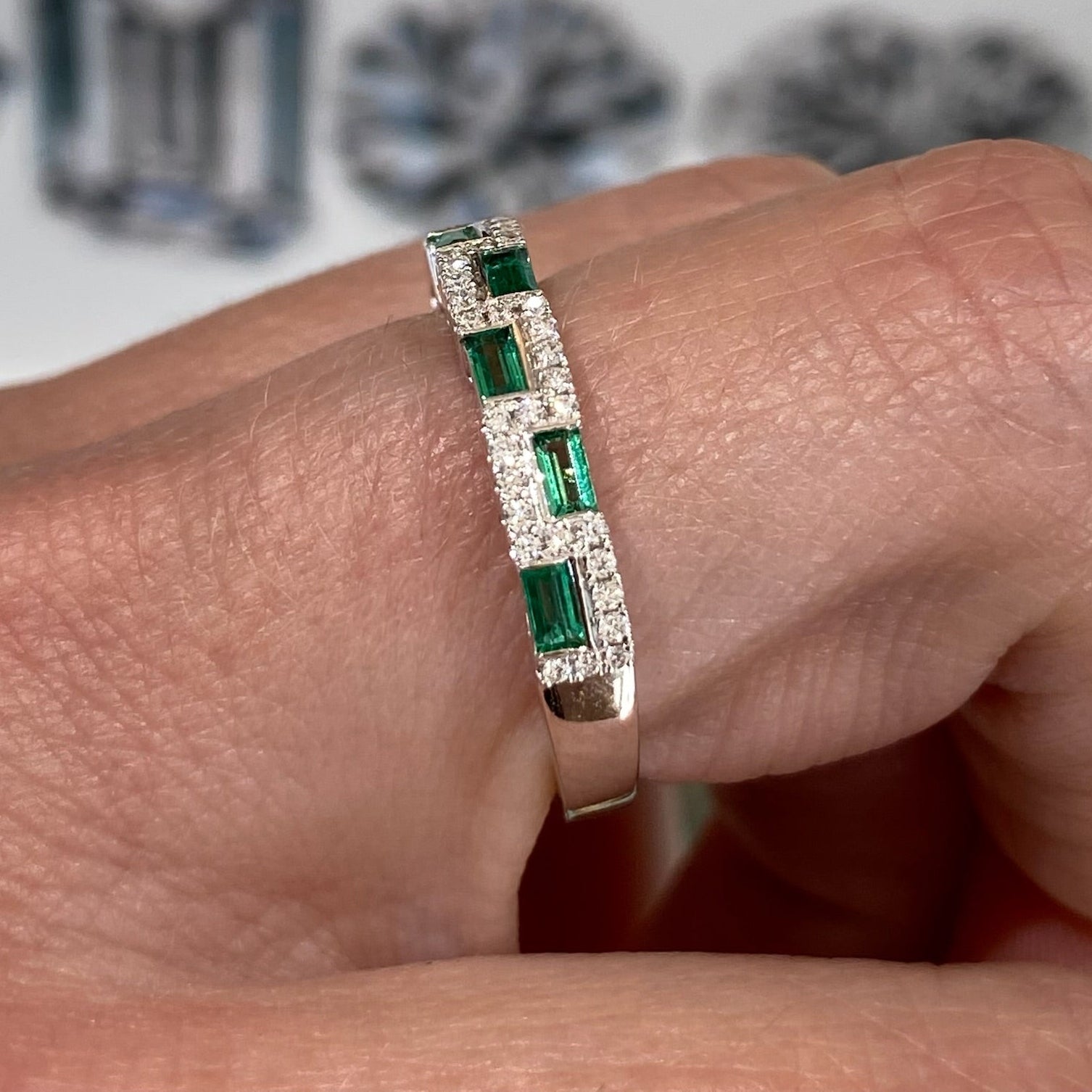 Emerald Echo Diamond Ring