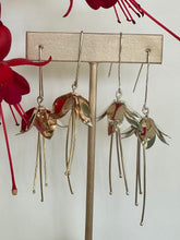 Load image into Gallery viewer, Sterling Silver Fuchsia Flower Drop Earrings