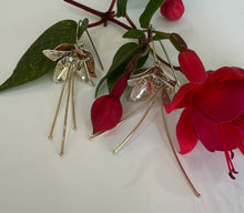 Load image into Gallery viewer, Sterling Silver Fuchsia Flower Drop Earrings